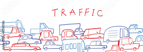 Hand drawn cars isolated on white background. Traffic. Vector EPS 10 vector 