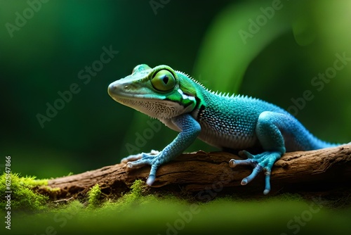 green lizard on a tree generated Ai technology © baloch