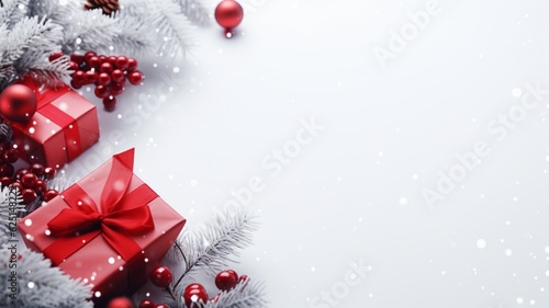 beautiful composition with Christmas ornaments on a white background