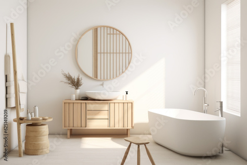Stylish contemporary Minimalistic sandstone bathroom.