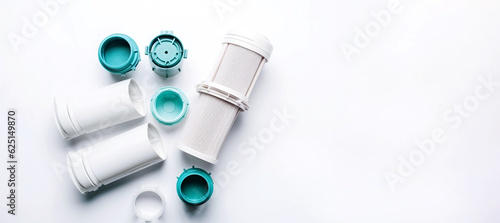 Obraz na płótnie damaged broken faucet water cartridge, filters for cleaning drinking water for healthy life w salonie