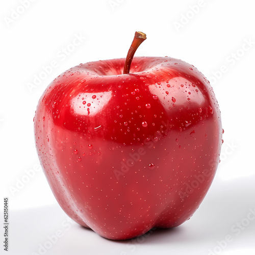 red apple isolated on white background. Generative AI Illustration