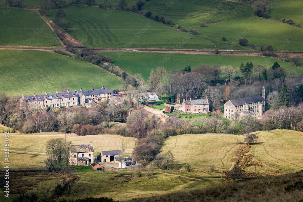 Rural houses in Peak District, Derbyshire, UK
