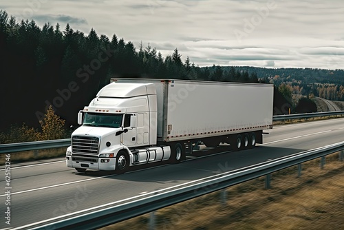 Freight and logistics. Semi-truck on highway transportation and business Concept