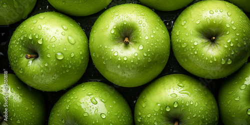 Papier peint Fresh green Granny Smith apples fruit background image