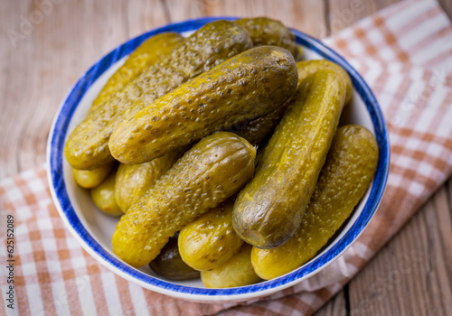 Plate of gherkins, pickled ...