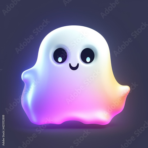 Cute ghost isolated on flat background, clipart. Cute UI mascot, logo or sticker. Gradient simple illustration.