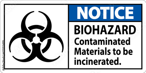 Biohazard Notice Label Biohazard Contaminated Materials To Be Incinerated