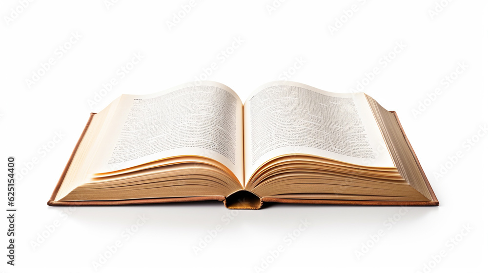 Open book isolated on white. Generative AI. Open book isolated on white. Generative AI.