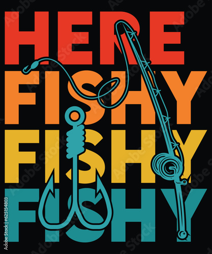 Here Fishi Fishing T Shirt Design Print Template