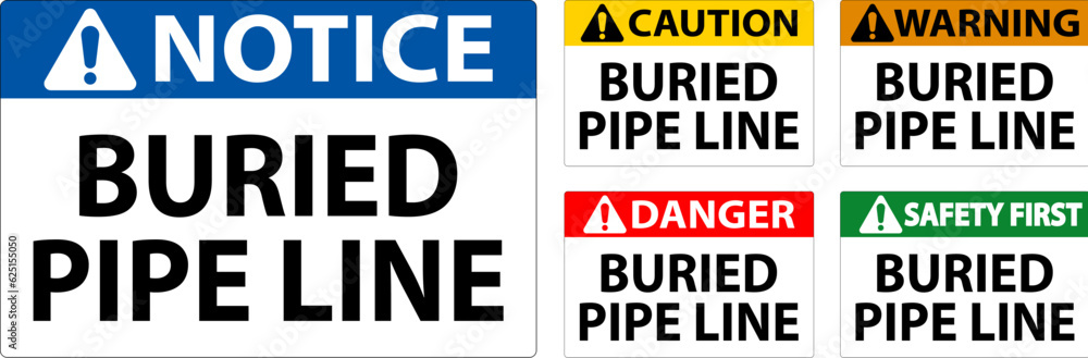 Caution Sign Buried Pipe Line On White Background Caution Sign Buried Pipe Line On White Background