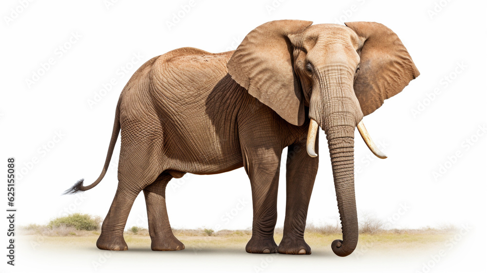 Obraz premium Elephant isolated on white background. Generative AI.
