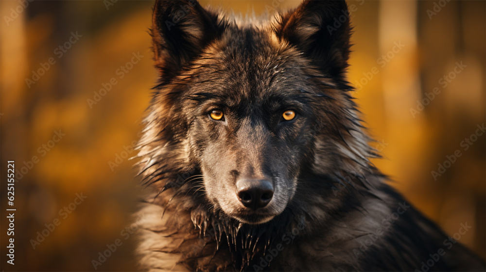 Portrait of a wolf. Generative AI. Portrait of a wolf. Generative AI.