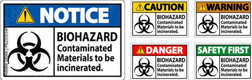 Biohazard Warning Label Biohazard Contaminated Materials To Be Incinerated