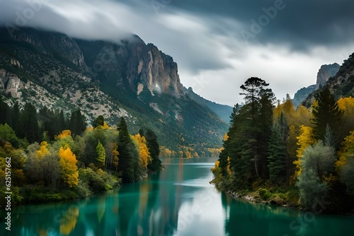 autumn in the mountains generated with AI technology © Mustafa_Art