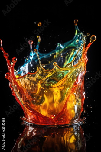 Oil Liquid Splashing, colorful background