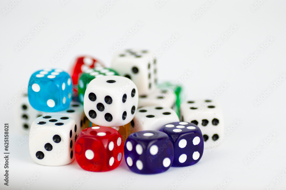 Colorful dice on a white background Colorful dice on a white background