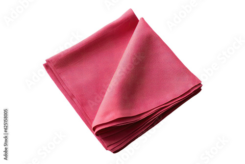 Red Cotton Napkin On Isolated Transparent Background, Png. Generative AI