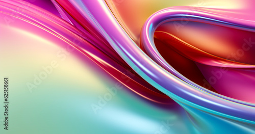 Fototapeta Naklejka Na Ścianę i Meble -  Abstract fluid iridescent holographic neon curved wave in motion colorful background 3d render. Gradient design element for backgrounds, banners, wallpapers, posters and covers