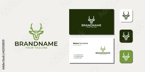 Luxury Line Deer Logo Bundle With Business Card And Icon vector