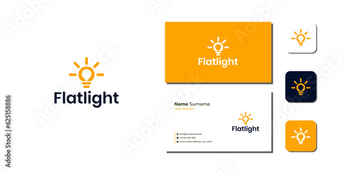 Bulb Ray Sun Logo Template Bundle With Business Card And Icon vector