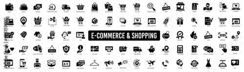 Photo E-commerce shopping icons set