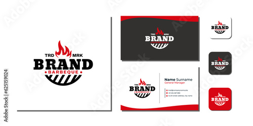 Grill Logo Template Bundle With Business Card And Icon vector