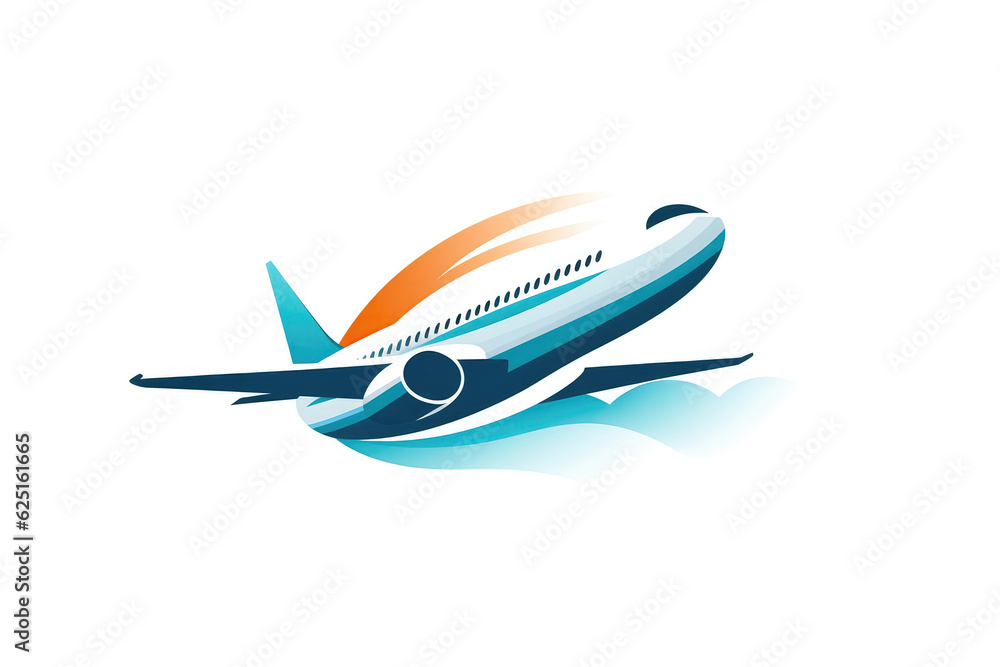 Airplane Logo On White Background. Generative AI