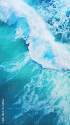 Ocean Waves, Drone View, Cell Phone Wallpaper. Generative AI