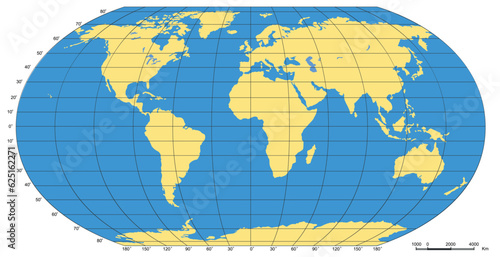 world map with parallel and meridian