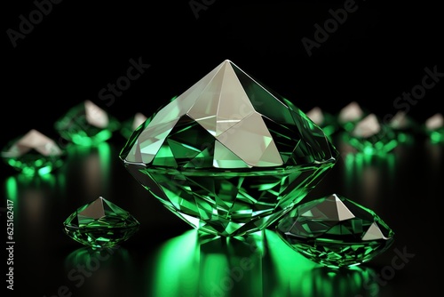 The Emeralds Gemstone Jewelry Cut Isolated. Green Round Cut Emeralds. Emerald gems isolated. Emerald  Sapphire or Tourmaline green crystals. Gems. Made With Generative AI.