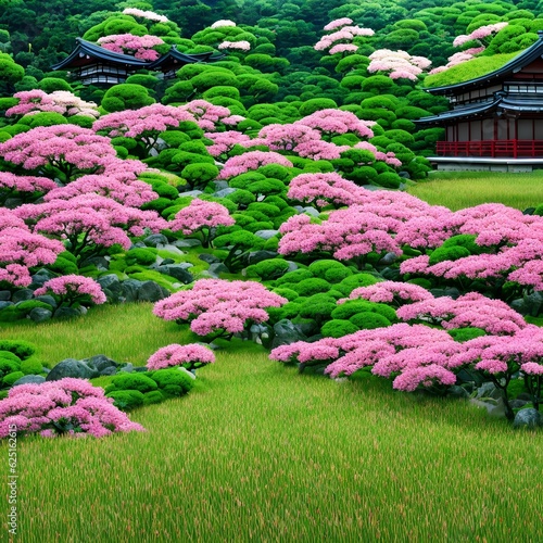 Field of flowers and Japanese grass