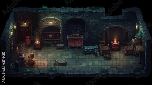 Pixel art dungeon background for 8 bit games.