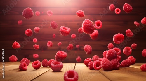 Raspberry on wooden table