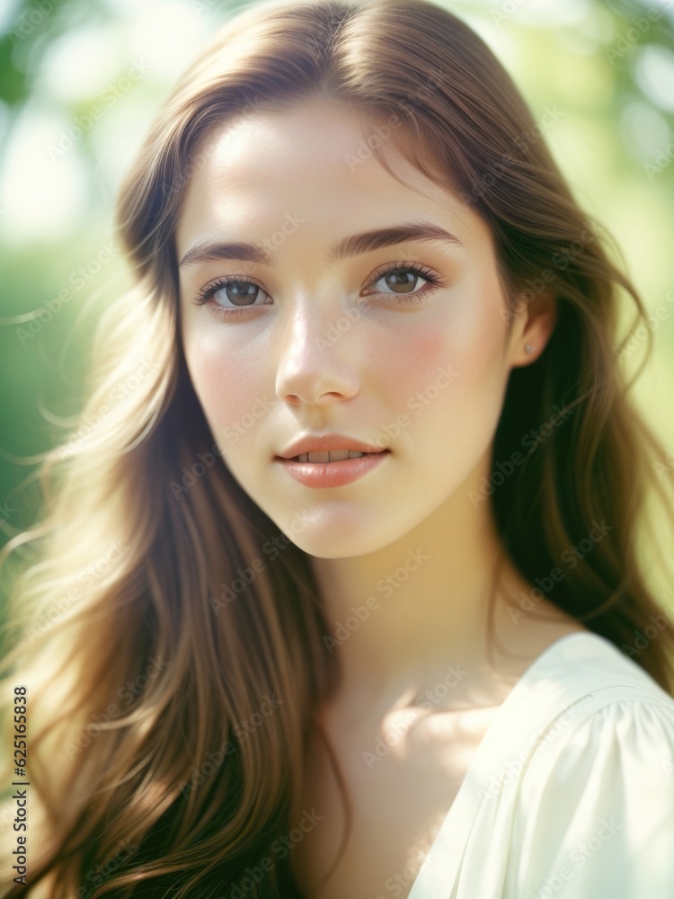 Portrait Natural white woman with brown hair Portrait Natural white woman with brown hair