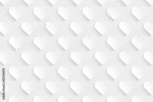 Fototapeta Naklejka Na Ścianę i Meble -  3d Grey and white papercut heart with shade seamless pattern. Love doodle paper cut hearts background vector illustration.