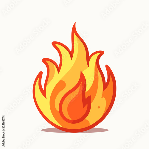 Fire image. Cute cartoon image of bonfire. Vector illustration