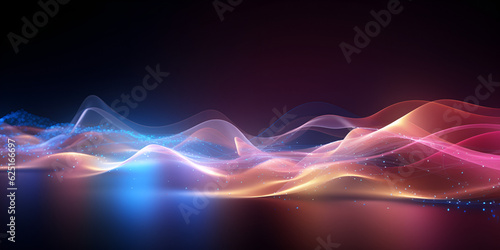 Abstract background with glowing lines and wavesAbstract fluid 3d render holographic iridescent neon curved wave