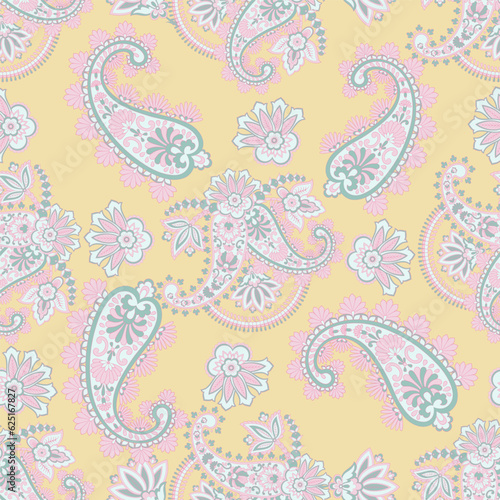 Vector seamless paisley pattern. Vintage flowers background. Decorative ornament backdrop for fabric, textile, wrapping paper, card, invitation, wallpaper, web design