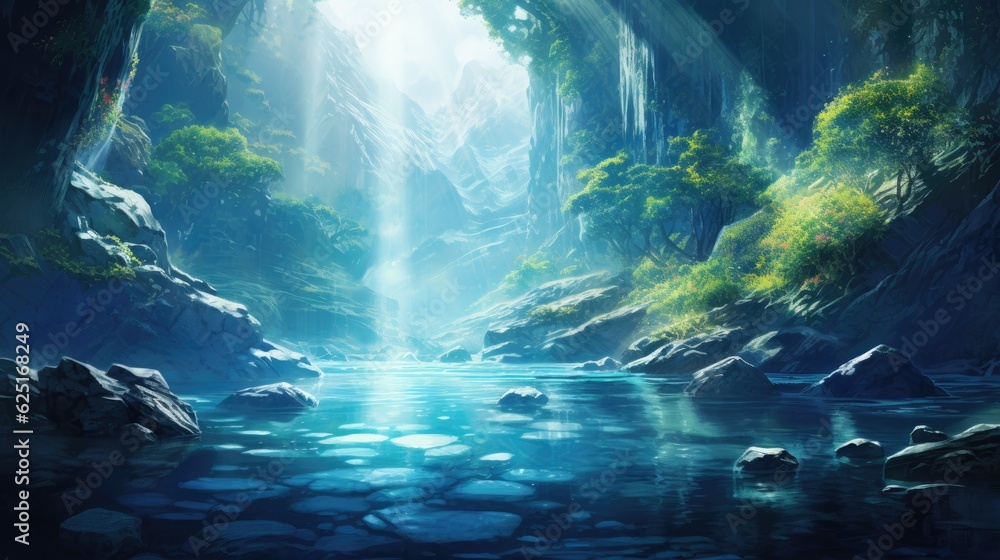 Naklejka premium Fantasy Visual Novel Nature Landscape