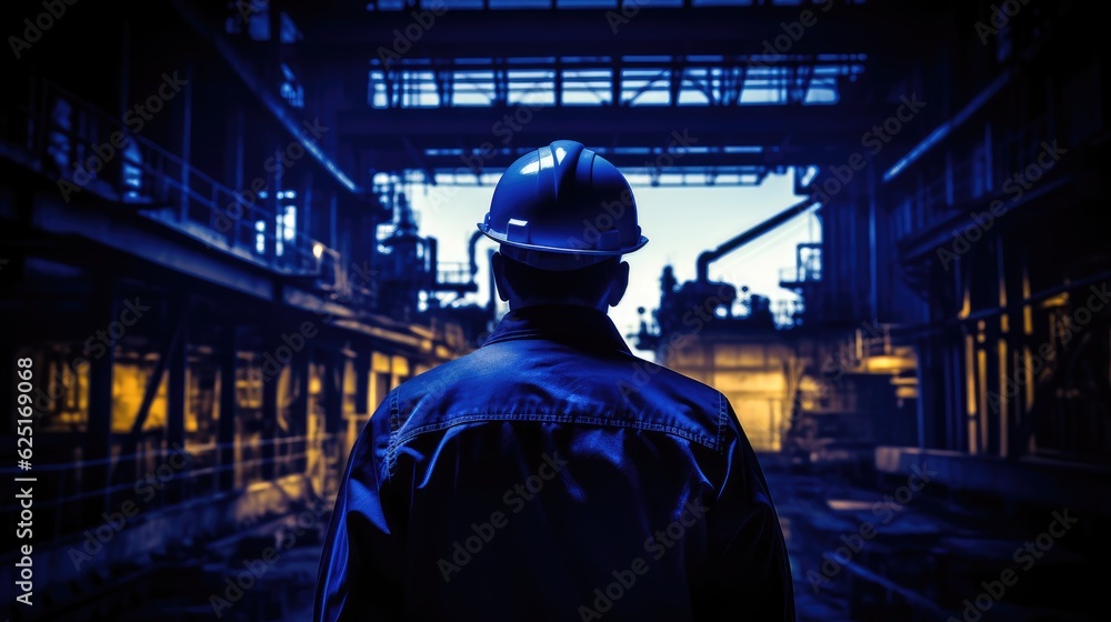 Construction Worker with Safety Helmet (Back View) Construction Worker with Safety Helmet (Back View)