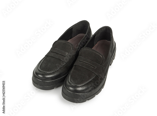 black leather shoes isolated