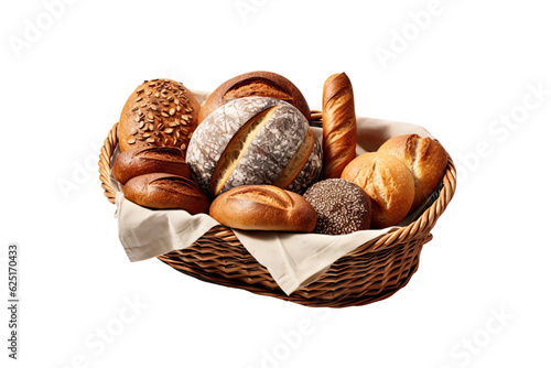 breads in a basket illustration,transparent background, PNG. 
