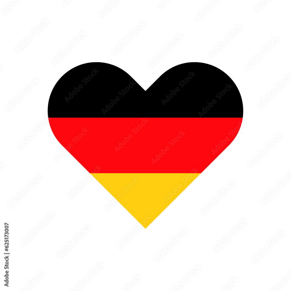 German Flag in heart shape vector illustration on white background. German Flag in heart shape vector illustration on white background.