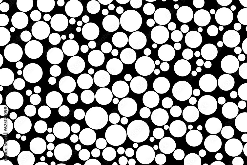 Black and white chaotic circle bubbles mosaic pattern