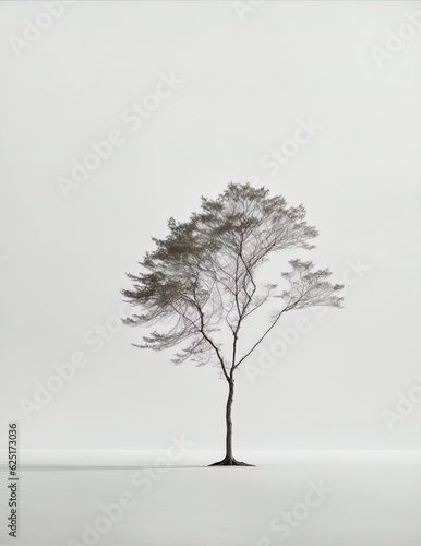 Minimalistic AI generated image of a tree on a white background