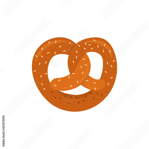 Flat Bavarian pretzel vector illustration on white background