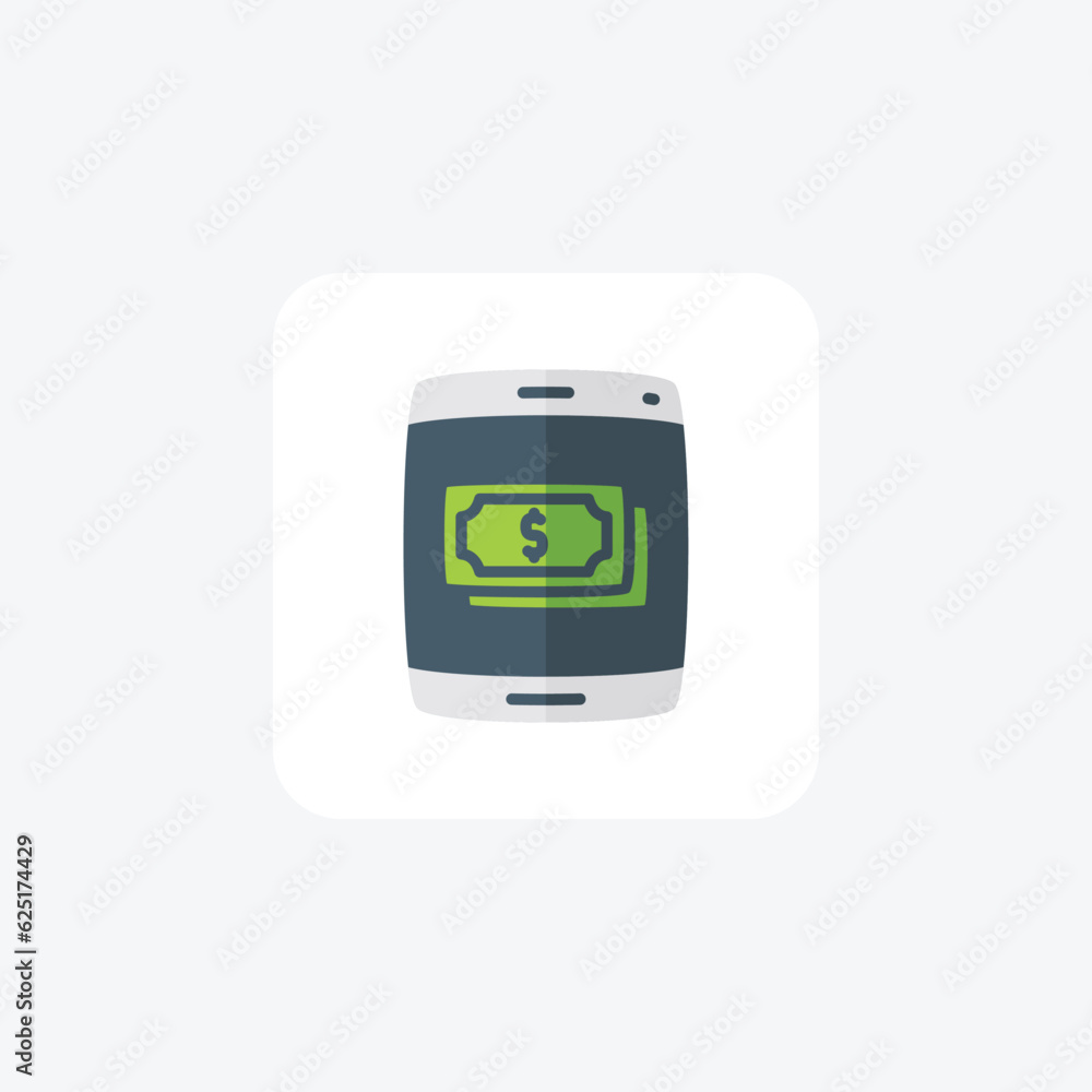 Fototapeta premium Mobile Dollar Bills Flat Icon