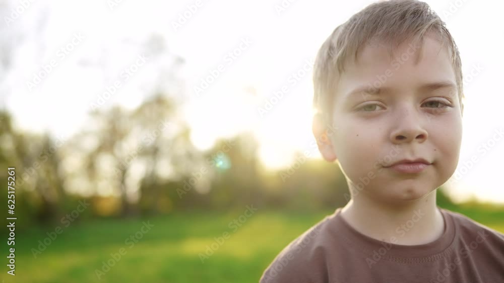 little boy lifestyle outdoor portrait. happy family kid a dream concept. child close-up in the park in nature looking to the side. boy kid portrait in the background grass forest park little boy lifestyle outdoor portrait. happy family kid a dream concept. child close-up in the park in nature looking to the side. boy kid portrait in the background grass forest park