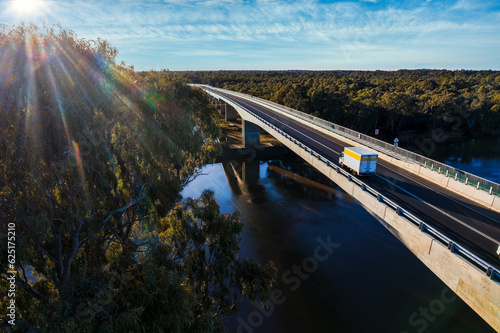 Wallpaper Mural Delivery Truck on Echuca-Moama Bridge at Dawn Torontodigital.ca